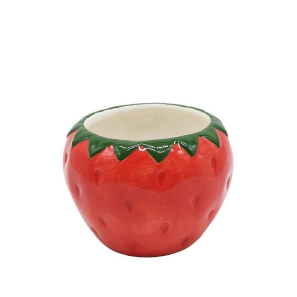 VASO CERAMICA D.8,5 CM H.6 CM -FRAGOLA- ROSSO/VERDE VASO CERAMICA D.8,5 CM H.6 CM -FRAGOLA- ROSSO/VERDE