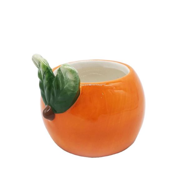 VASO CERAMICA D.8,5 CM H.8 CM -ARANCIA- ARANCIO/VERDE VASO CERAMICA D.8,5 CM H.8 CM -ARANCIA- ARANCIO/VERDE
