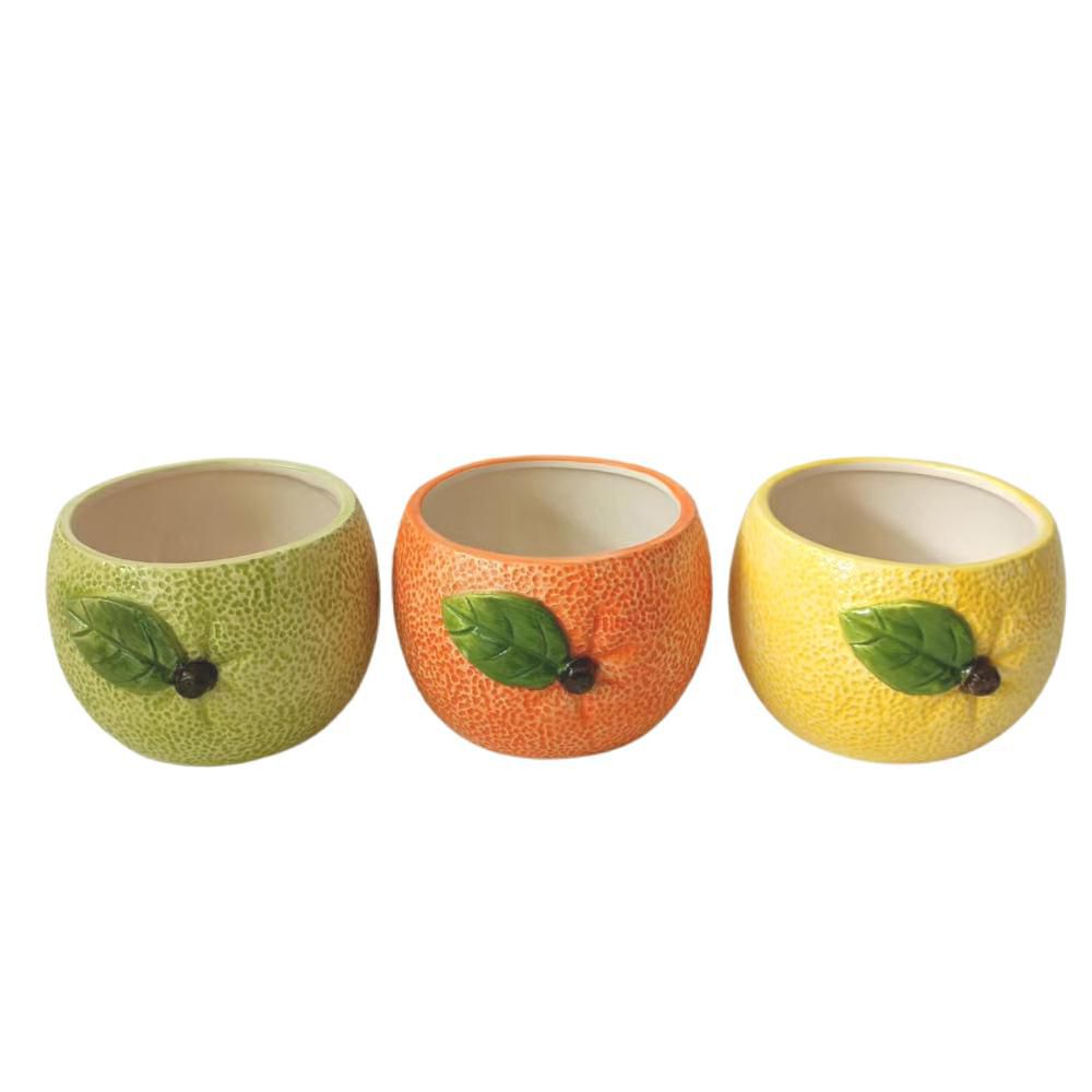 SET 3 VASI CERAMICA 15X14 CM H.9,5 CM GIALLO/ARANCIO/VERDE SET 3 VASI CERAMICA 15X14 CM H.9,5 CM GIALLO/ARANCIO/VERDE