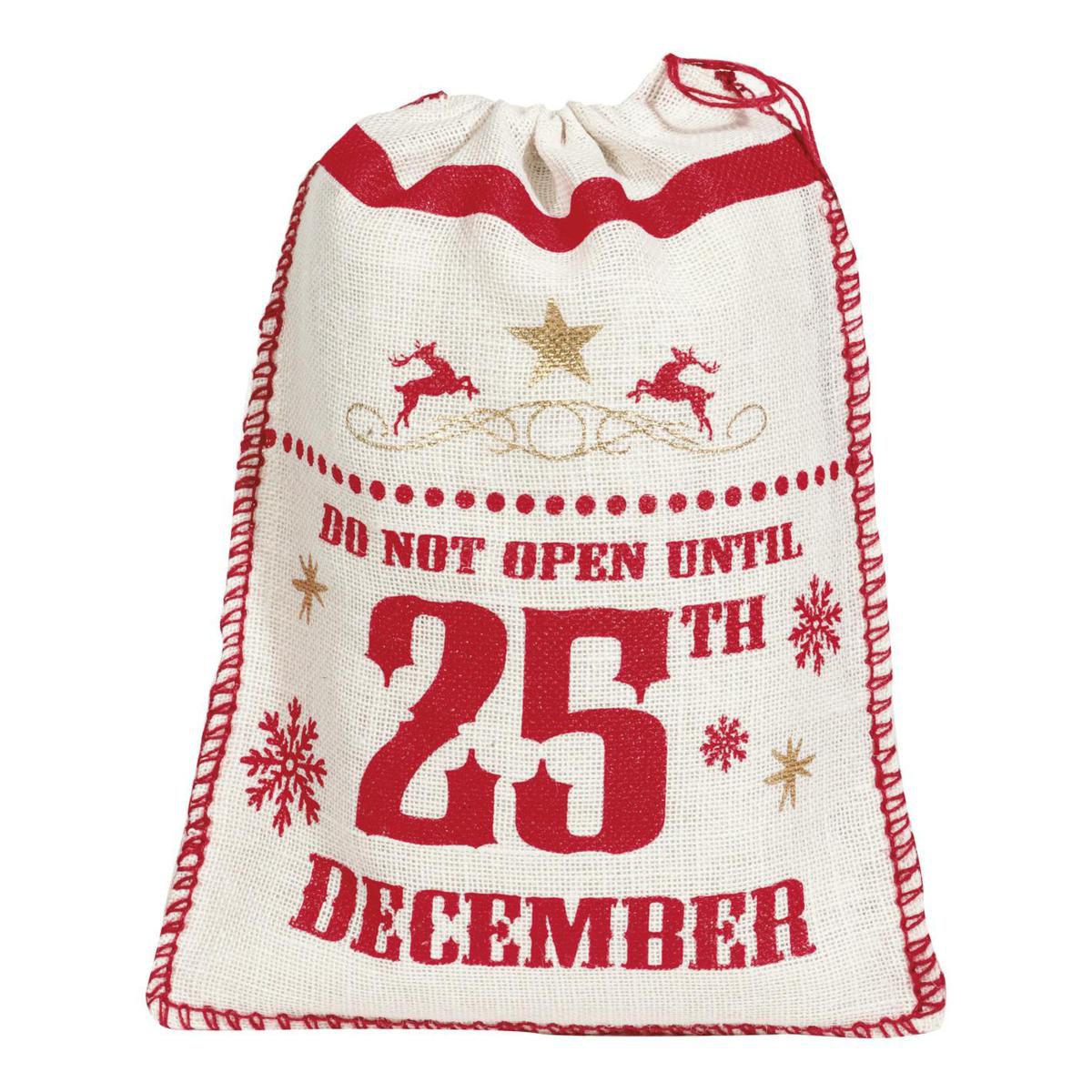 SET 6 SACCHI JUTA -DECEMBER- 38X50 CM BIANCO/ROSSO