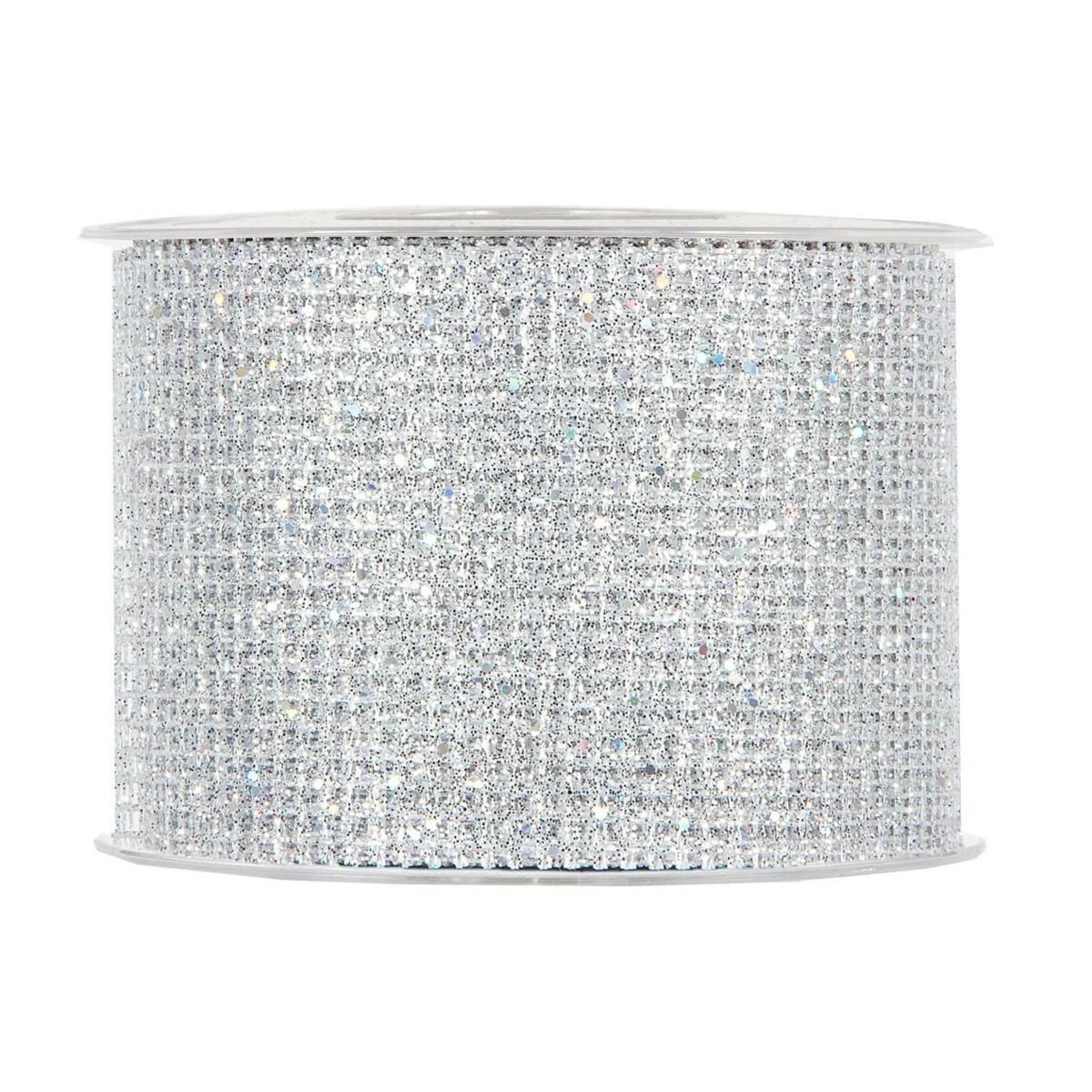 NASTRO RETE GLITTER C/BORDO ANIMATO 60MM 10MT ARGENTO NASTRO RETE GLITTER C/BORDO ANIMATO 60MM 10MT ARGENTO