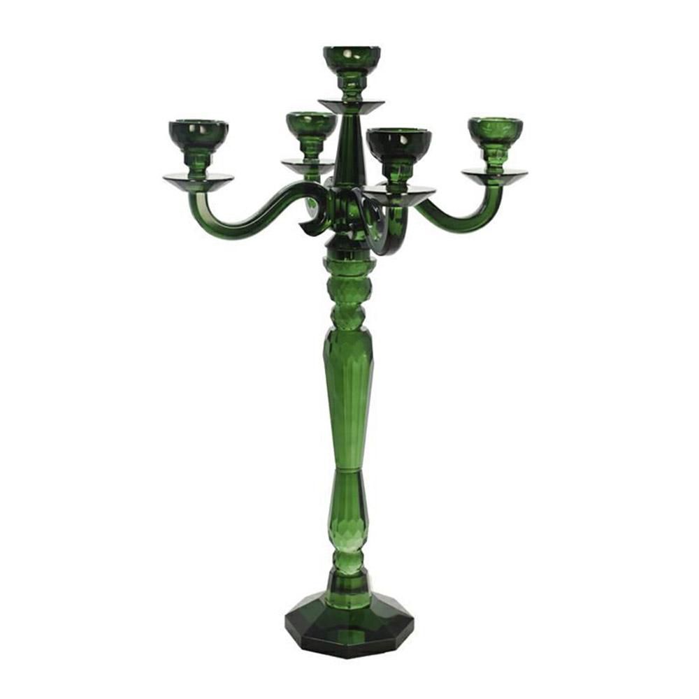 CANDELABRO CRISTALLO 5 FUOCHI D.43 CM H.70 CM VERDE CANDELABRO CRISTALLO 5 FUOCHI D.43 CM H.70 CM VERDE