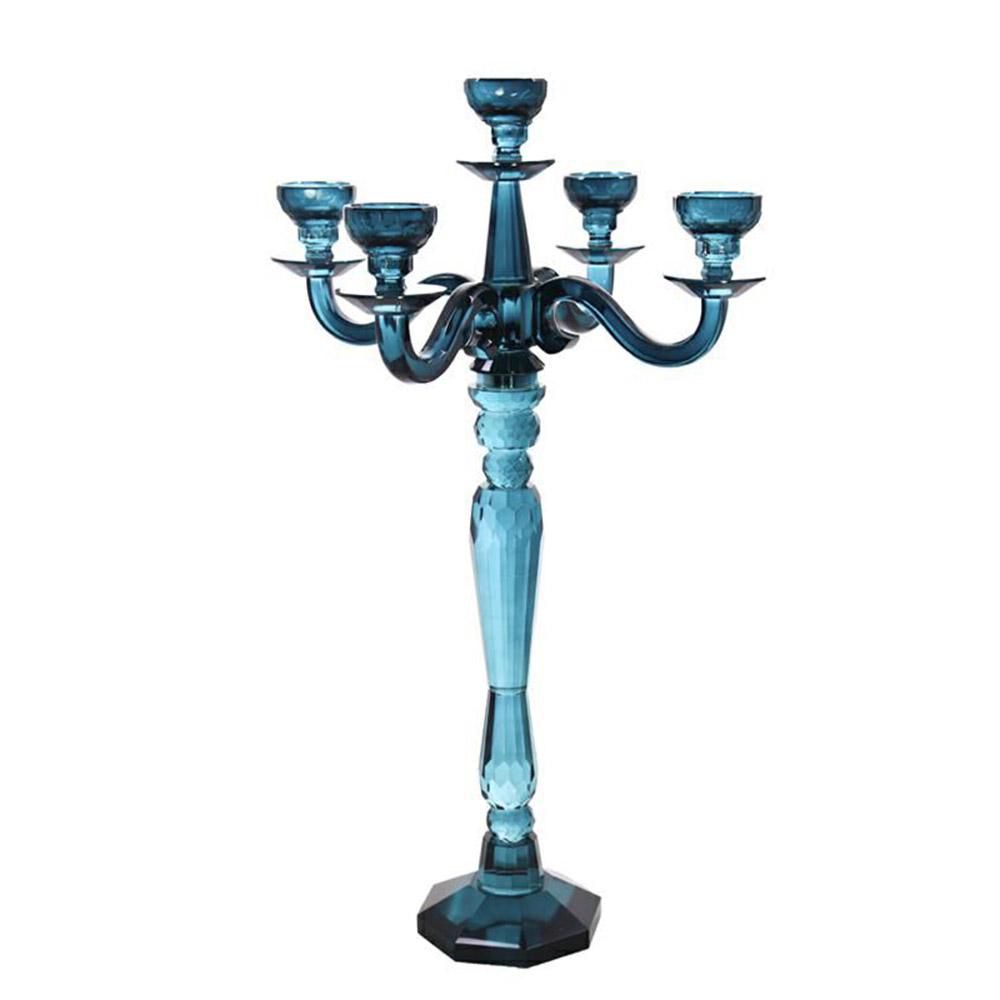 CANDELABRO CRISTALLO 5 FUOCHI D.43 CM H.70 CM BLU CANDELABRO CRISTALLO 5 FUOCHI D.43 CM H.70 CM BLU