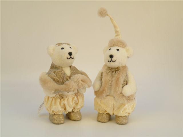 SET 2 ORSETTI TESSUTO H.26-33 CM ASS.ORO/CREMA