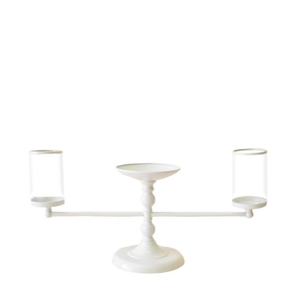 CANDELABRO 2P.CANDELA+PIATTO 70X22X40 CM BIANCO CANDELABRO 2P.CANDELA+PIATTO 70X22X40 CM BIANCO