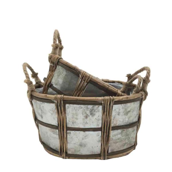 SET 2 CESTI OVALI 2/M VIMINI/LATTA 34X26 H18X5 27X21 H16 CM SET 2 CESTI OVALI 2/M VIMINI/LATTA 34X26 H18X5 27X21 H16 CM