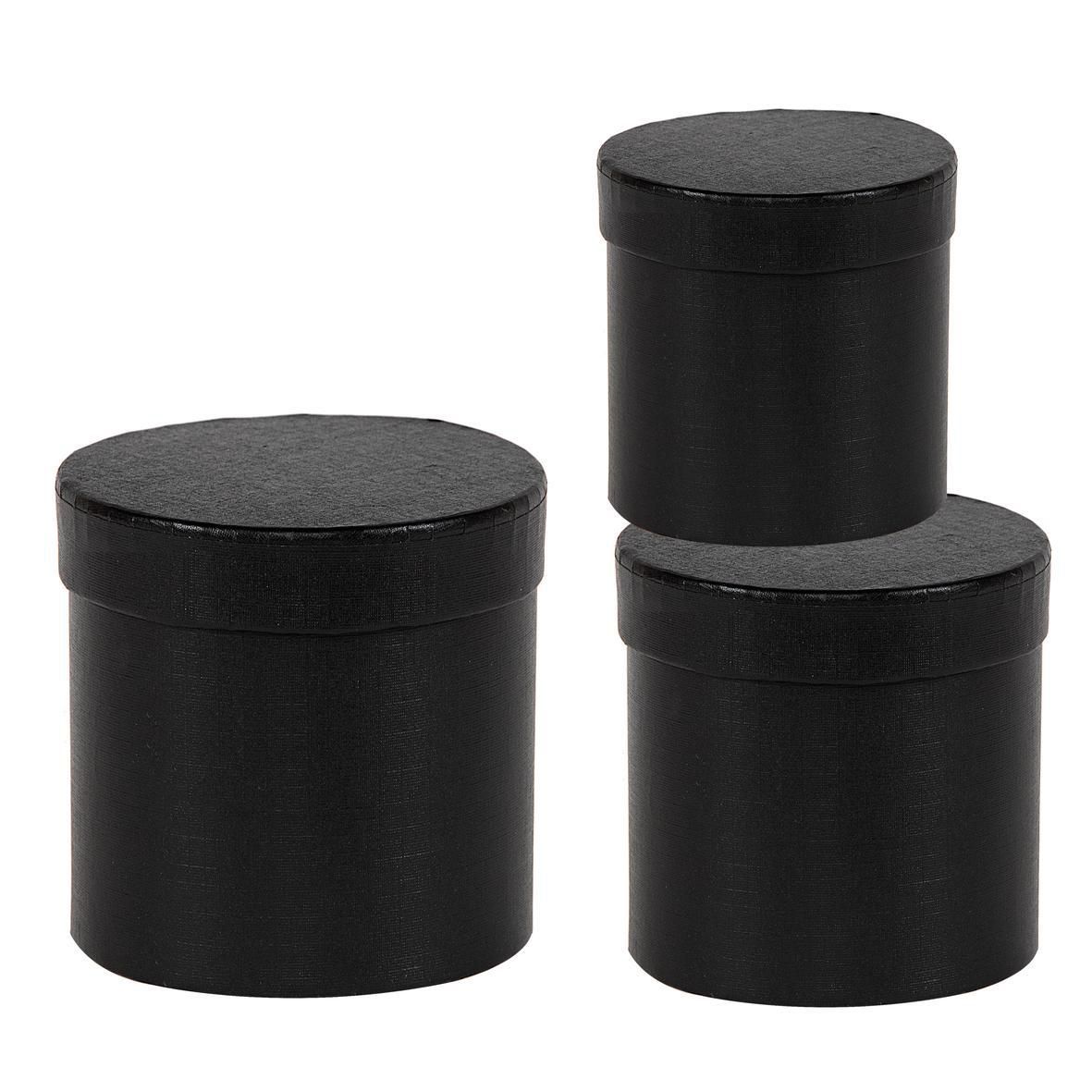 SET 3 SCATOLE CILINDRO D.14,7-17-19 CM H.14,7-17-19 CM NERO SET 3 SCATOLE CILINDRO D.14,7-17-19 CM H.14,7-17-19 CM NERO