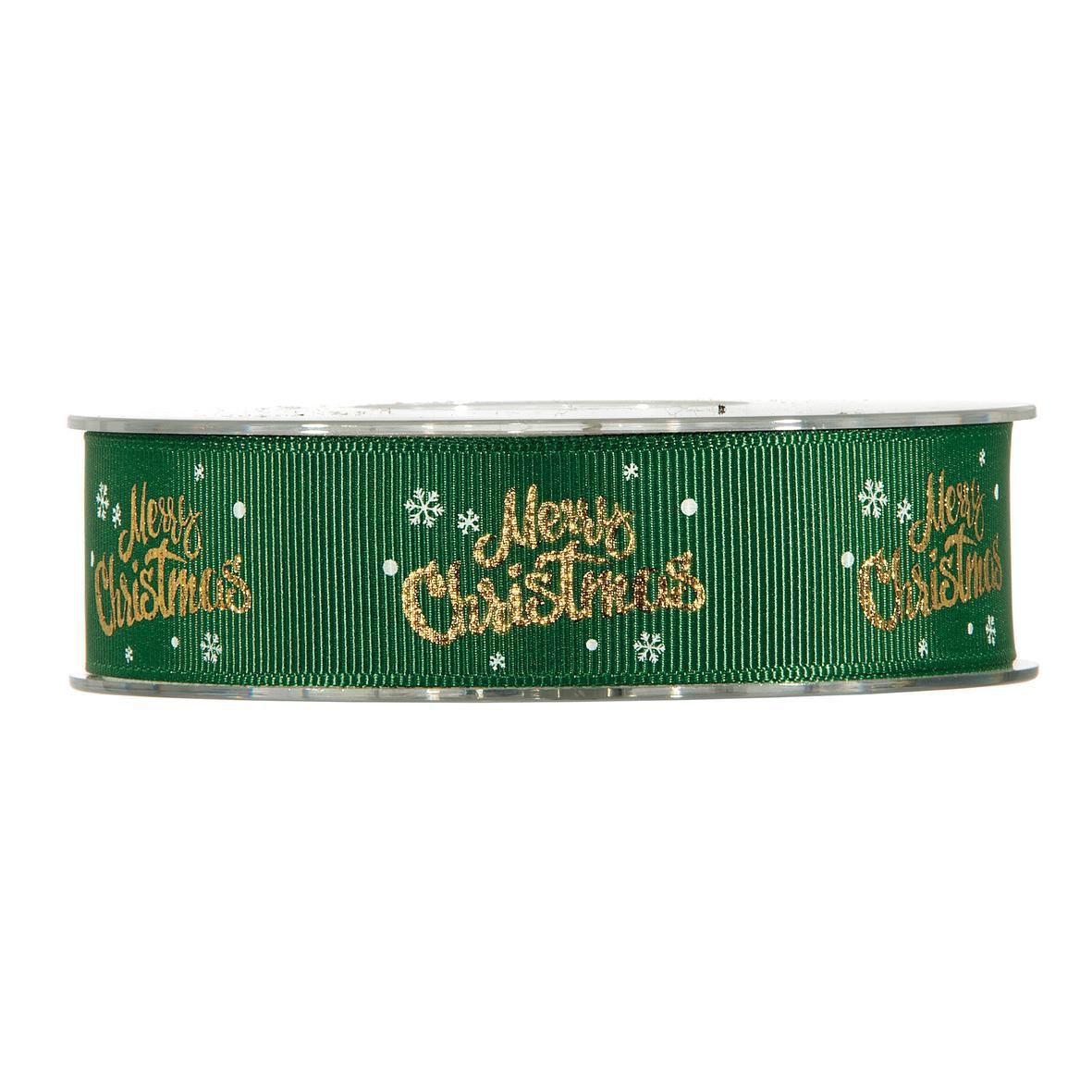 NASTRO GROS GRAIN -MERRY CHRISTMAS- 25MM 10MT VERDE NASTRO GROS GRAIN -MERRY CHRISTMAS- 25MM 10MT VERDE