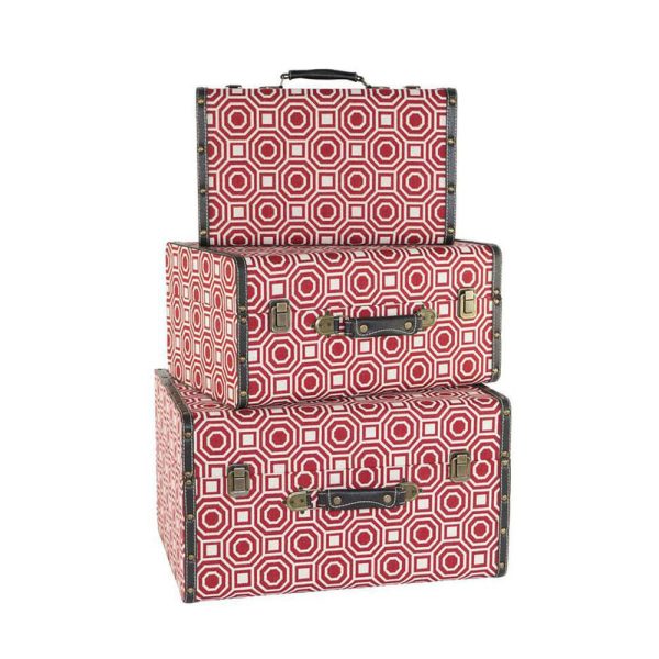 SET 3 VALIGIE 40-50X24-39 CM H.17-28 CM ROSSO/BIANCO SET 3 VALIGIE 40-50X24-39 CM H.17-28 CM ROSSO/BIANCO