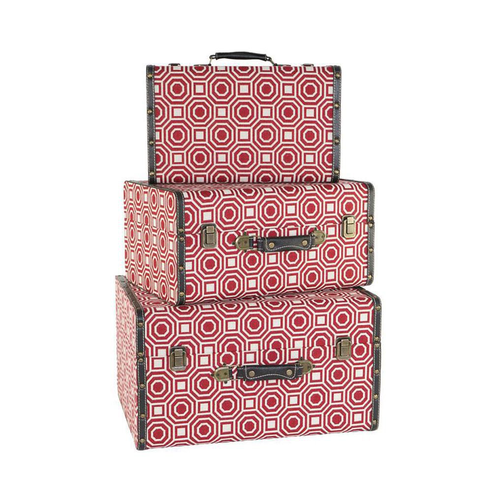 SET 3 VALIGIE 40-50X24-39 CM H.17-28 CM ROSSO/BIANCO SET 3 VALIGIE 40-50X24-39 CM H.17-28 CM ROSSO/BIANCO