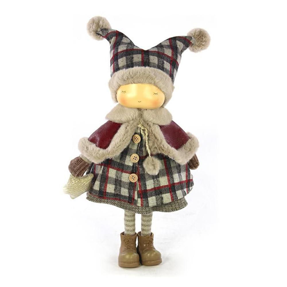 BAMBINA SCOZZESE POLIESTERE C/STELLA H.46 CM VERDE/ROSSO/BEIGE