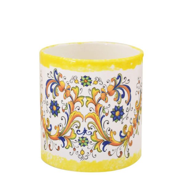 VASO CERAMICA D.18 CM H.19,5 CM -MAIOLICA- BIANCO/GIALLO VASO CERAMICA D.18 CM H.19,5 CM -MAIOLICA- BIANCO/GIALLO