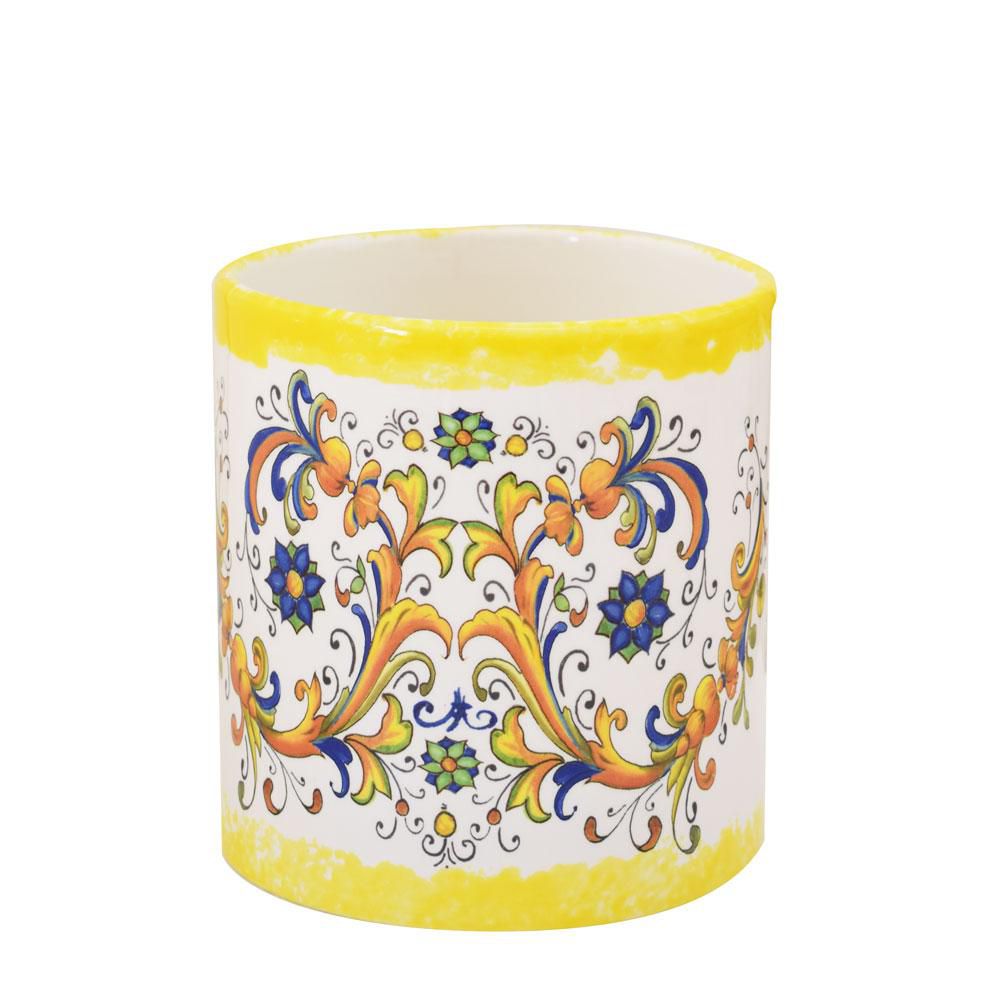 VASO CERAMICA D.18 CM H.19,5 CM -MAIOLICA- BIANCO/GIALLO VASO CERAMICA D.18 CM H.19,5 CM -MAIOLICA- BIANCO/GIALLO