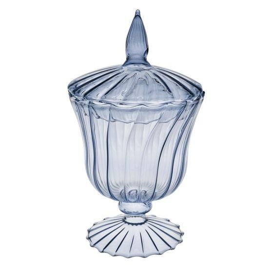 CONFETTIERA VETRO C/COPERCHIO D.15 CM H.25 CM BLU AVIO CONFETTIERA VETRO C/COPERCHIO D.15 CM H.25 CM BLU AVIO