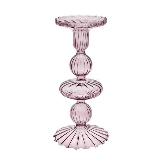 CANDELIERE VETRO D.9 CMH.22 CM LILLA CANDELIERE VETRO D.9 CMH.22 CM LILLA