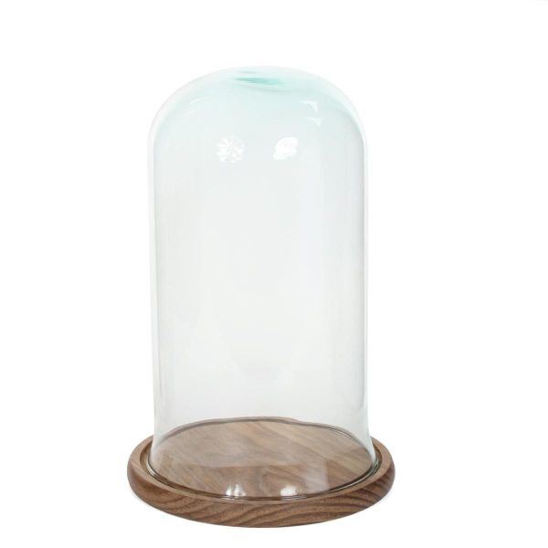 CALOTTA VETRO C/BASE LEGNO D.25 H.39 CM TRASPARENTE CALOTTA VETRO C/BASE LEGNO D.25 H.39 CM TRASPARENTE