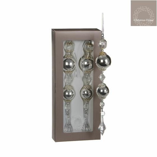 SET 2 FUSI VETRO 230X40MM H.40 MM D/APP. ARGENTO