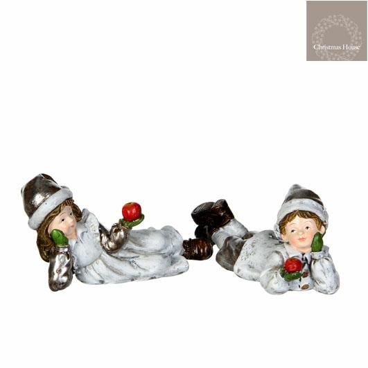 COPPIA BOY/GIRL CERAMICA 13,5X5X6 CM SDRAIATI BIANCO