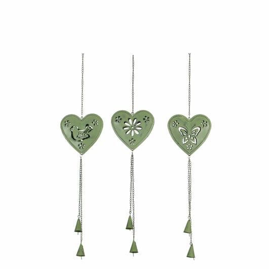 SET 3 ORNAMENTI-HEART- CM.12X55 VERDE SET 3 ORNAMENTI-HEART- CM.12X55 VERDE