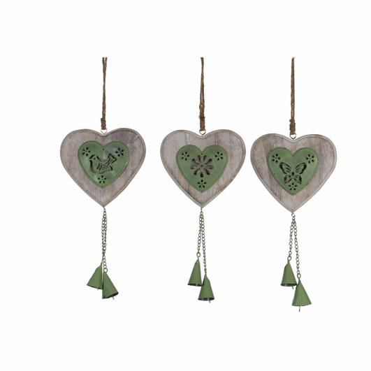 SET 3 ORNAMENTI-HEART- CM.17X17 VERDE SET 3 ORNAMENTI-HEART- CM.17X17 VERDE