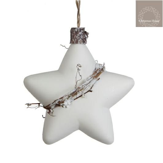 STELLA VETRO 15X5,5 CM H.16 CM D/APP. BIANCO