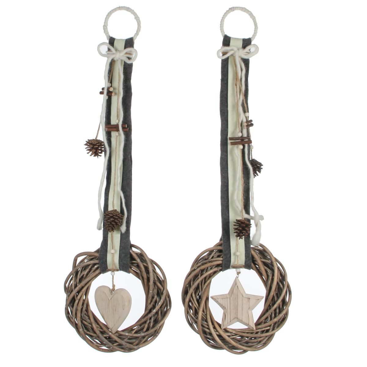 SET 2 ADDOBBI CUORE/STELLA C/CORONCINA VIM. H77D24 AVORIO