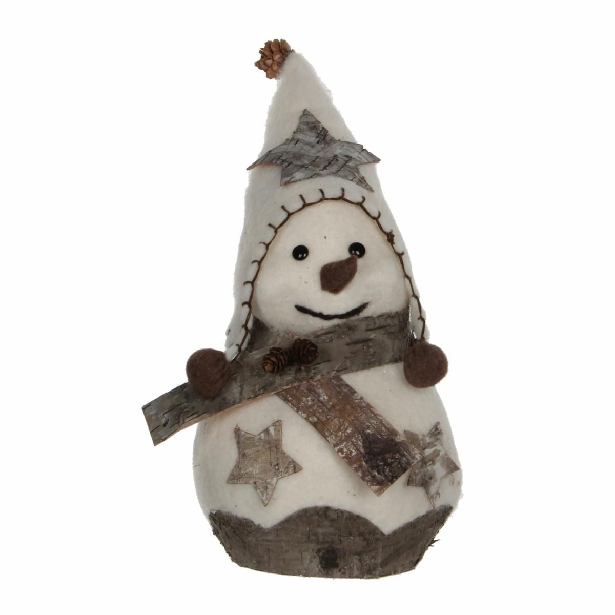 PUPAZZO NEVE FELTRO 16X16 CM H.37 CM PANNA