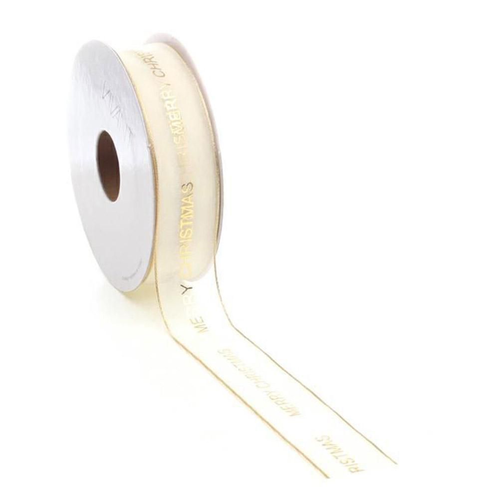 NASTRO ORGANZA 25MM 15MT C/SCRITTA E BORDO -ROYAL- ORO PANNA NASTRO ORGANZA 25MM 15MT C/SCRITTA E BORDO -ROYAL- ORO PANNA