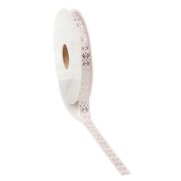 NASTRO TESSUTO 10MM 20MT -CRYSTALLINE- ROSA/ARGENTO