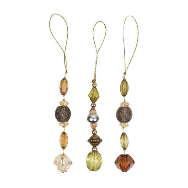 SET 3 DECORI PERLE 16X2CM D/APPENDERE ORO/AMBRA