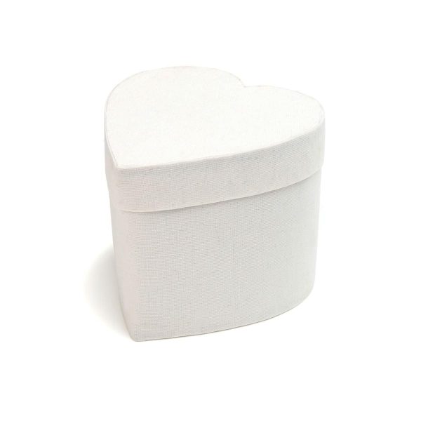 SET 4 SCATOLE CUORE CARTONE/TESSUTO 9X10 H.10 CM BIANCO SET 4 SCATOLE CUORE CARTONE/TESSUTO 9X10 H.10 CM BIANCO