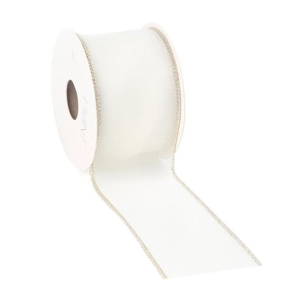 NASTRO ORGANZA 60MM 10MT -ORGANCE- AVORIO/ORO