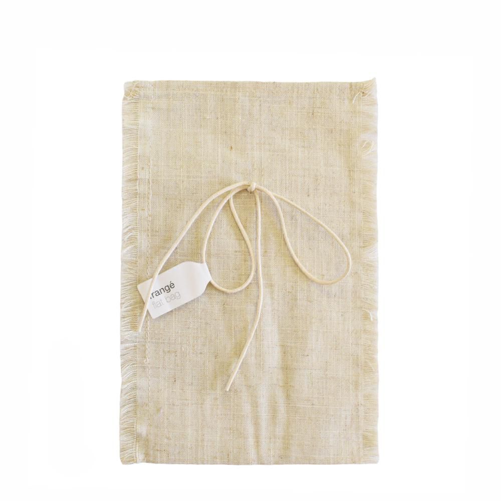 SET 5 SACCHETTI COTONE C/LACCIO 21X14 CM -FRANGE- AVORIO