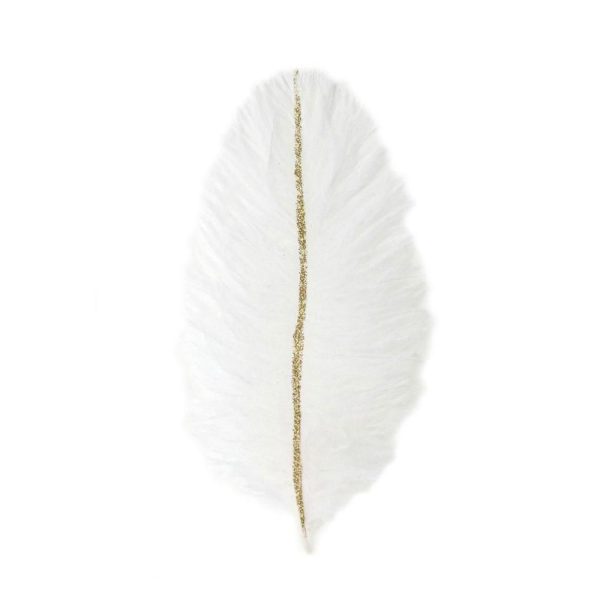 PIUME C/GLITTER ORO CM.21X9 PZ.6 BIANCO/ORO PIUME C/GLITTER ORO CM.21X9 PZ.6 BIANCO/ORO
