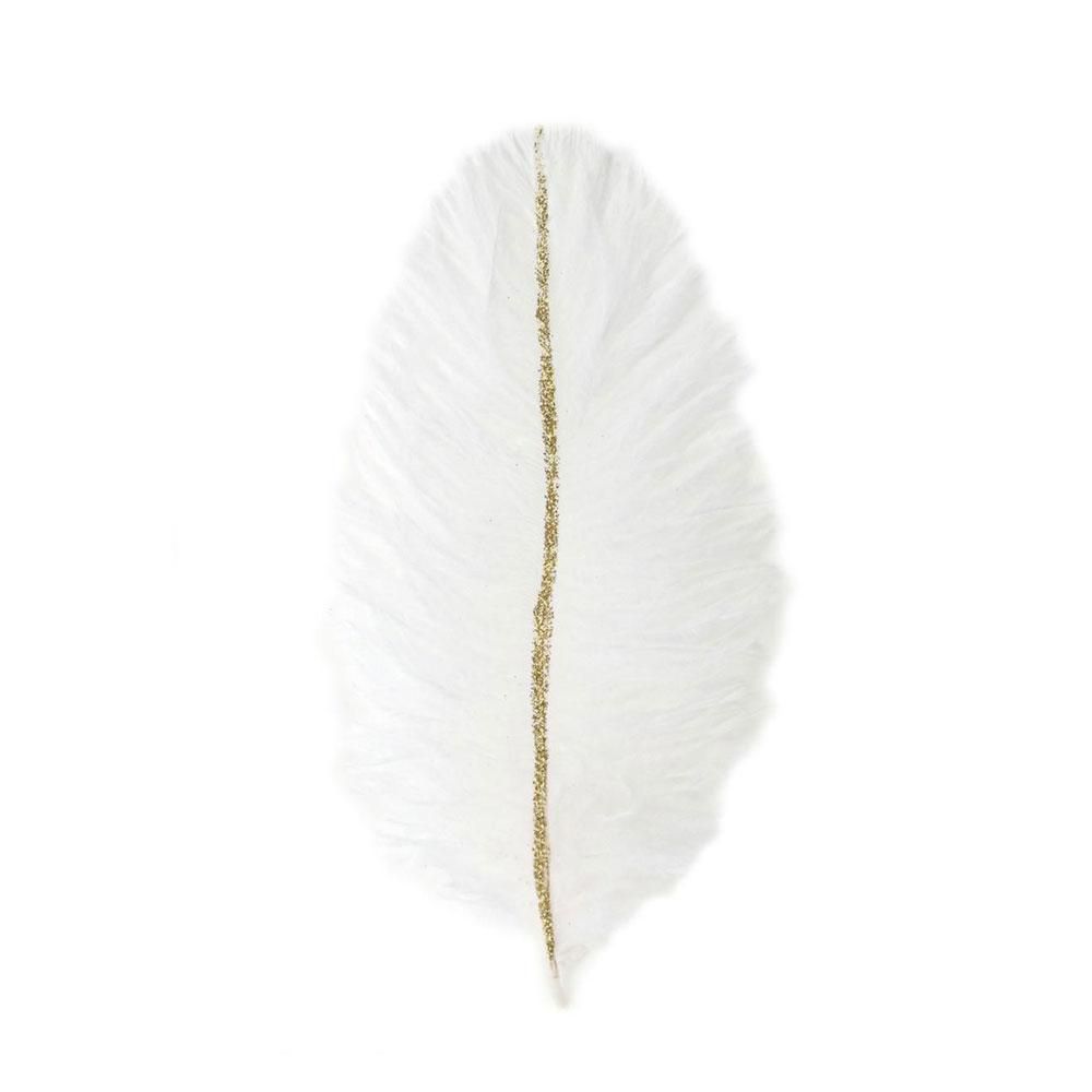 PIUME C/GLITTER ORO CM.21X9 PZ.6 BIANCO/ORO