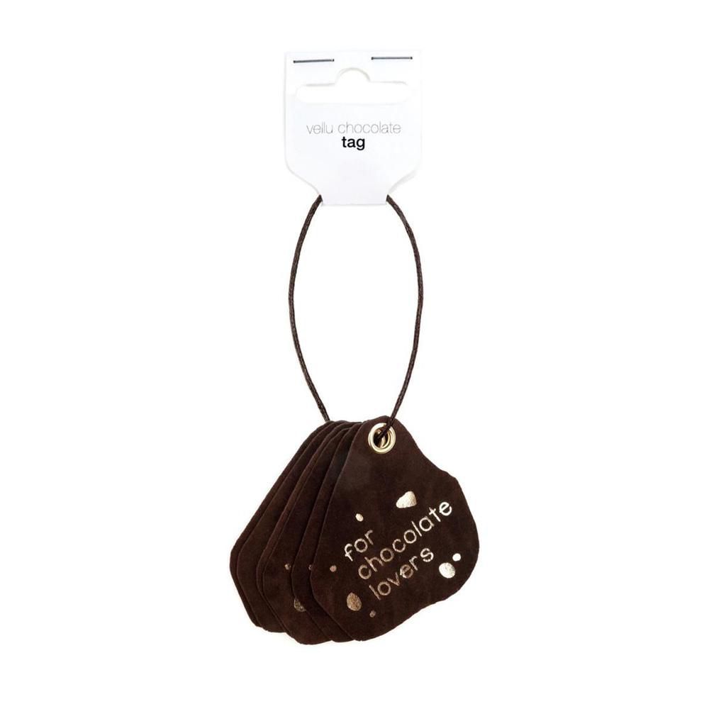 SET 6 TARGHETTE 7,5X6 CM -VELLU CHOCOLATE- MARRONE/ORO