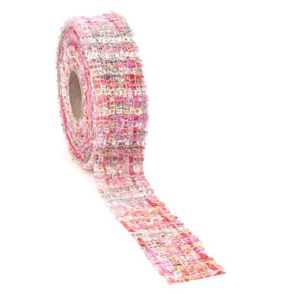 NASTRO TESSUTO 40MM 5MT-CHERI- ROSA/MULTICOLOR NASTRO TESSUTO 40MM 5MT-CHERI- ROSA/MULTICOLOR