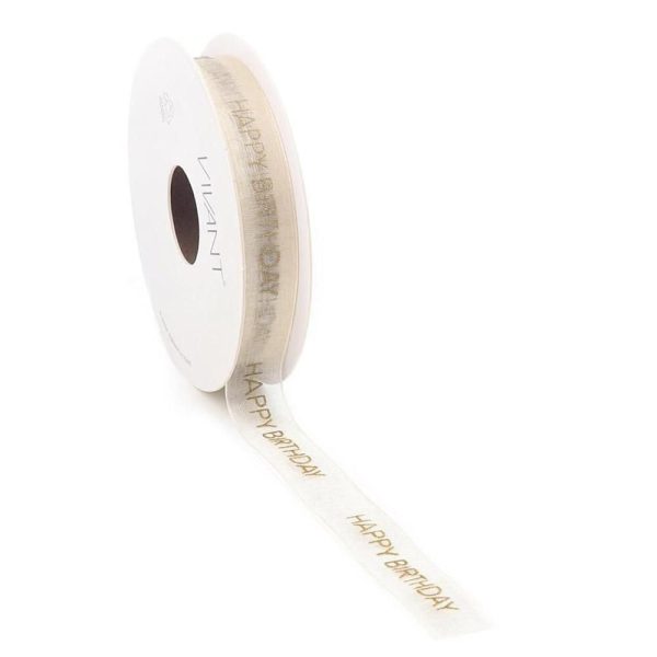 NASTRO TESSUTO 15MM 15MT -HAPPY BIRTHDAY- AVORIO/ORO NASTRO TESSUTO 15MM 15MT -HAPPY BIRTHDAY- AVORIO/ORO