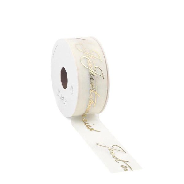 NASTRO TESSUTO 38MM 15MT -JUST MARRIED- AVORIO/ORO NASTRO TESSUTO 38MM 15MT -JUST MARRIED- AVORIO/ORO