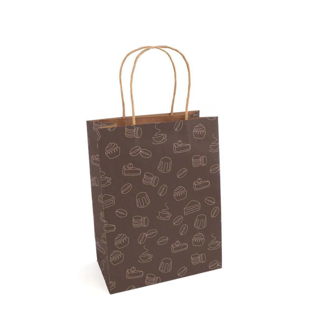 SET 5 SHOPPERS CARTA 12X14X8 CM -TREATS- MARRONE