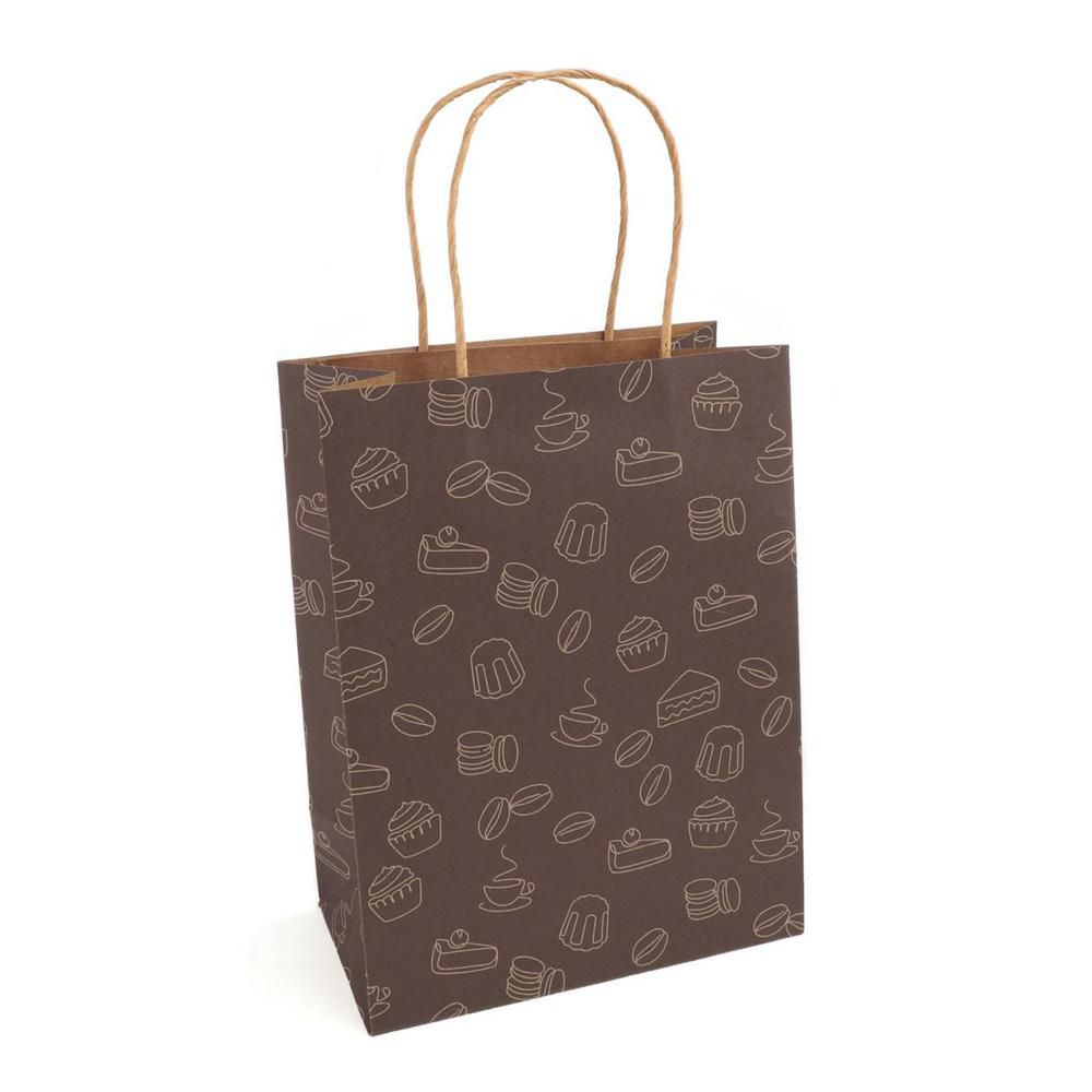 SET 5 SHOPPERS CARTA 18X24X10 CM -TREATS- MARRONE