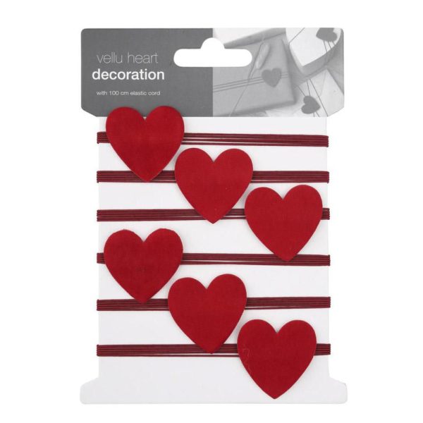 SET 6 DECORI CUORE 4X3 CM -VELLU HEART- ROSSO SET 6 DECORI CUORE 4X3 CM -VELLU HEART- ROSSO