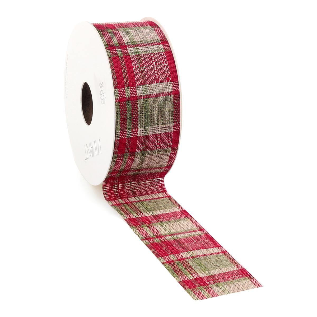 NASTRO 40MM 20MT -CHECK- ROSSO/BEIGE/VERDE