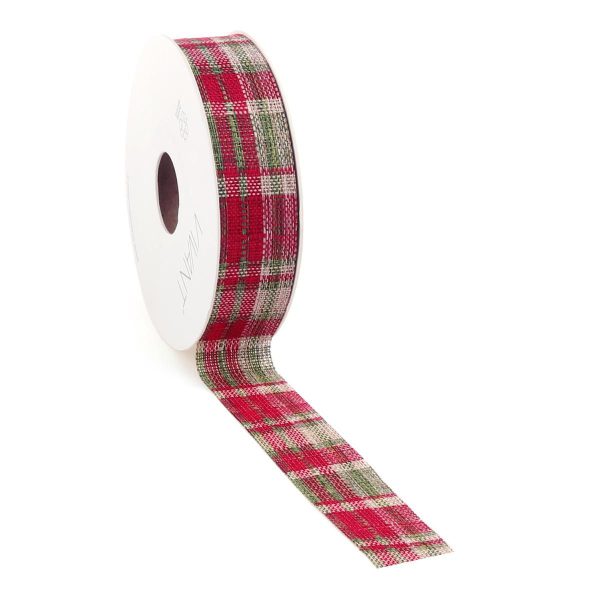 NASTRO 25MM 20MT -CHECK- ROSSO/BEIGE/VERDE