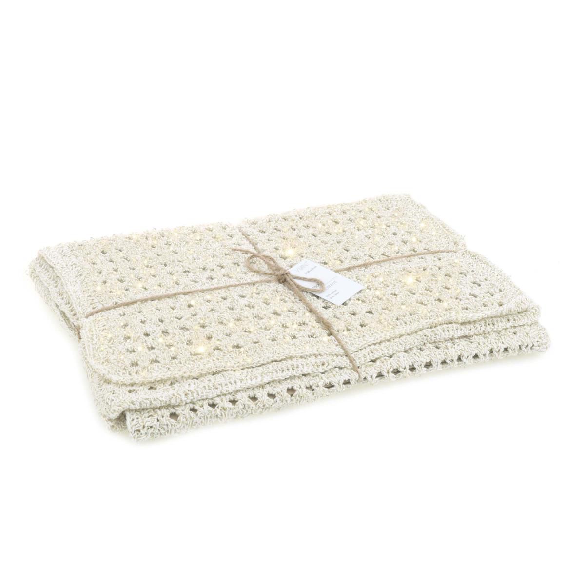 RUNNER COTONE C/LUREX 128CM 36 CM -CROCHEL- BIANCO/ORO