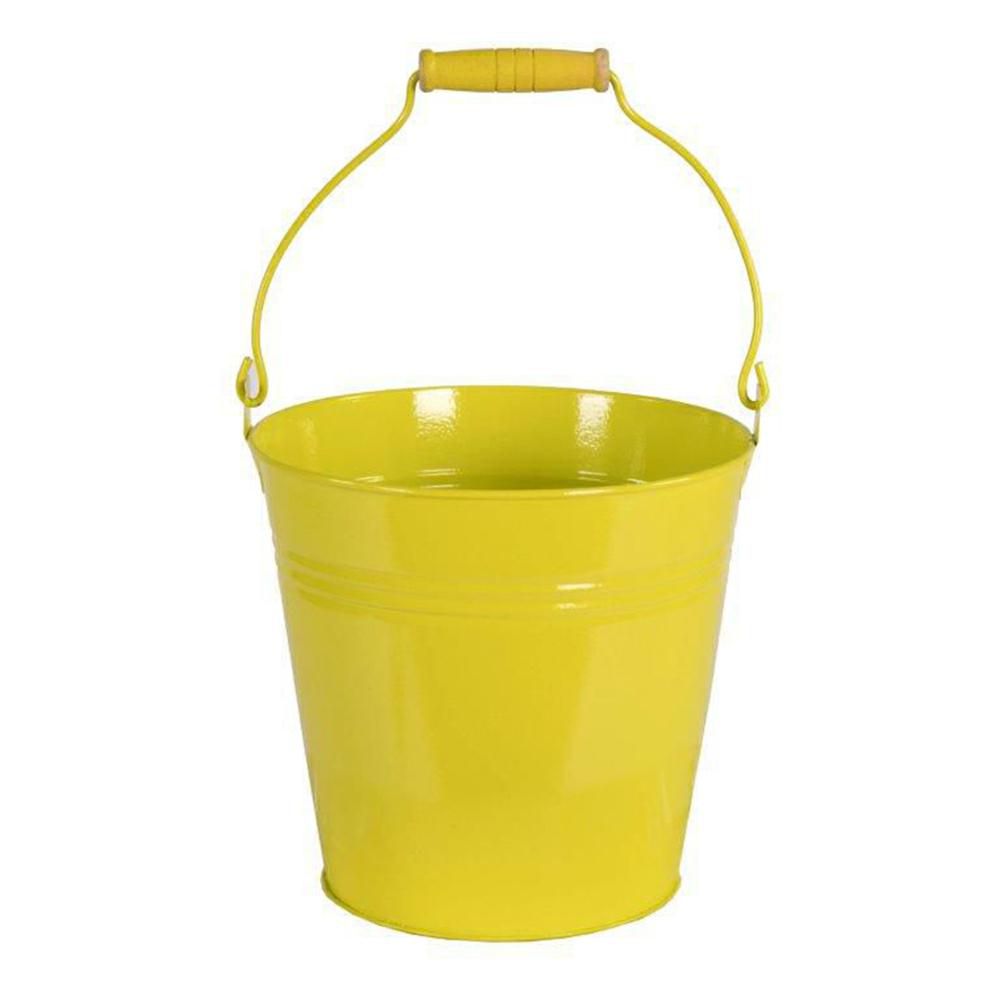 SECCHIELLO LATTA C/MANICO LEGNO D.11 CM H.10 CM GIALLO SECCHIELLO LATTA C/MANICO LEGNO D.11 CM H.10 CM GIALLO