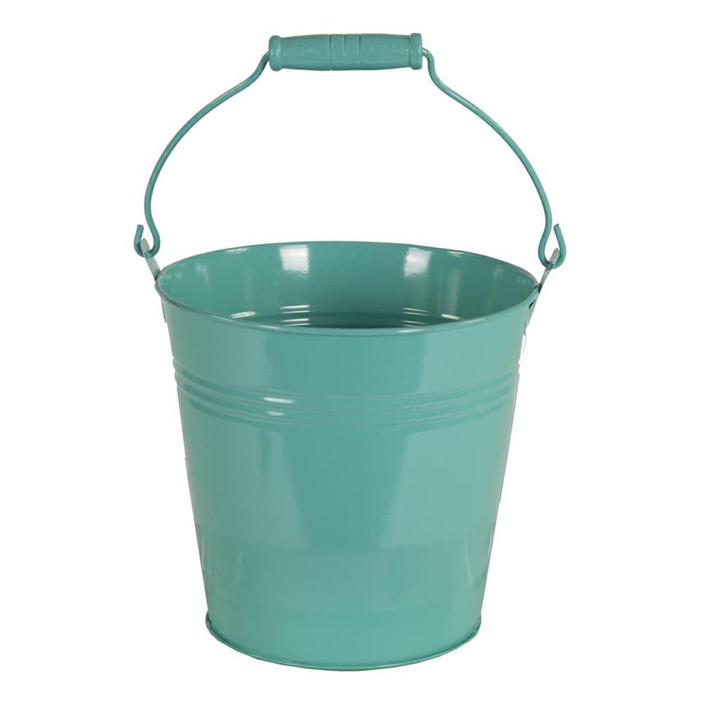 SECCHIELLO LATTA C/MANICO LEGNO D.13 CM H.12 CM PETROLIO SECCHIELLO LATTA C/MANICO LEGNO D.13 CM H.12 CM PETROLIO