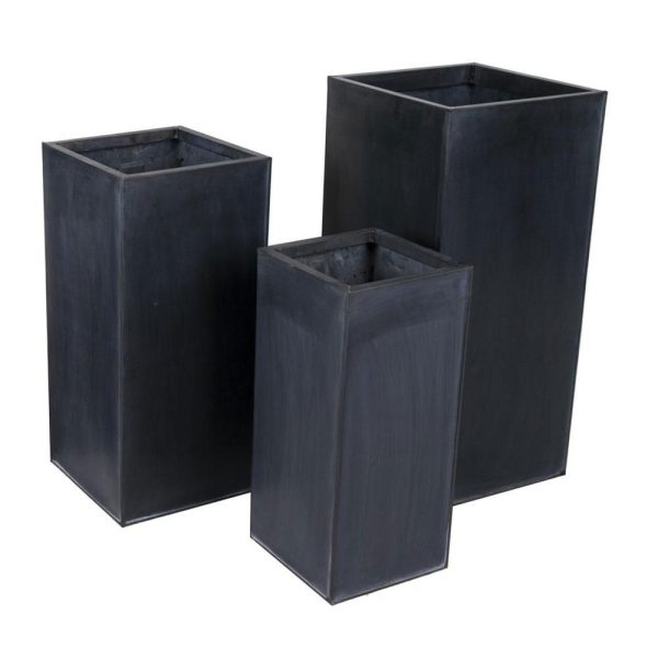 SET 3 COLONNE ZINCO 23X23 H.50 28X28 H.60 33X33 H.70 CM NERO SET 3 COLONNE ZINCO 23X23 H.50 28X28 H.60 33X33 H.70 CM NERO