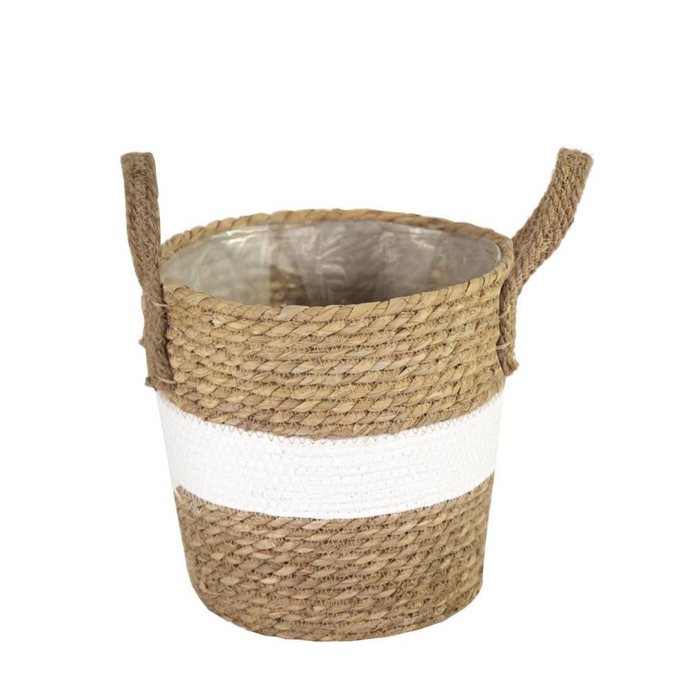 CESTO C/MANICI D.25 CM H.24 CM -ALBA- NATURALE/BIANCO