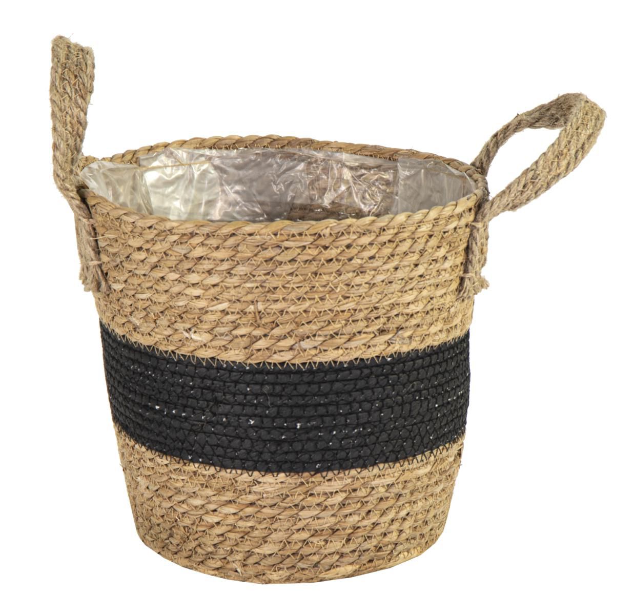 CESTO C/MANICI D.25 CM H.24 CM -ALBA- NATURALE/NERO